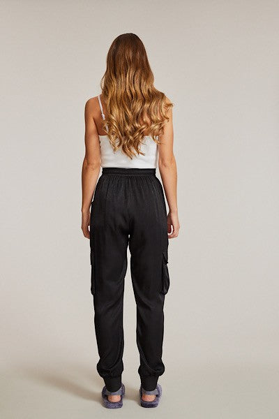 Hanna Textured Satin Cargo Pants