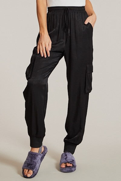 Hanna Textured Satin Cargo Pants
