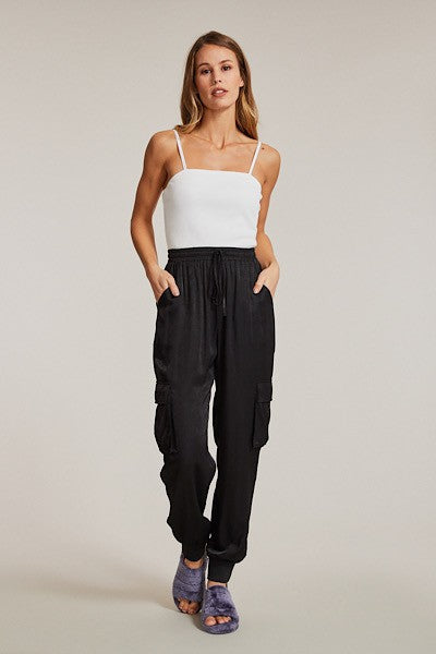 Hanna Textured Satin Cargo Pants