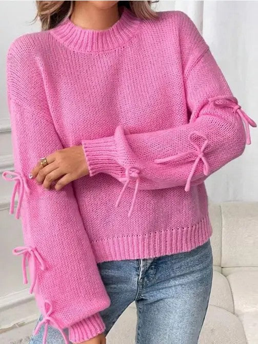 Kacyee Bow Sleeve Knit Sweater