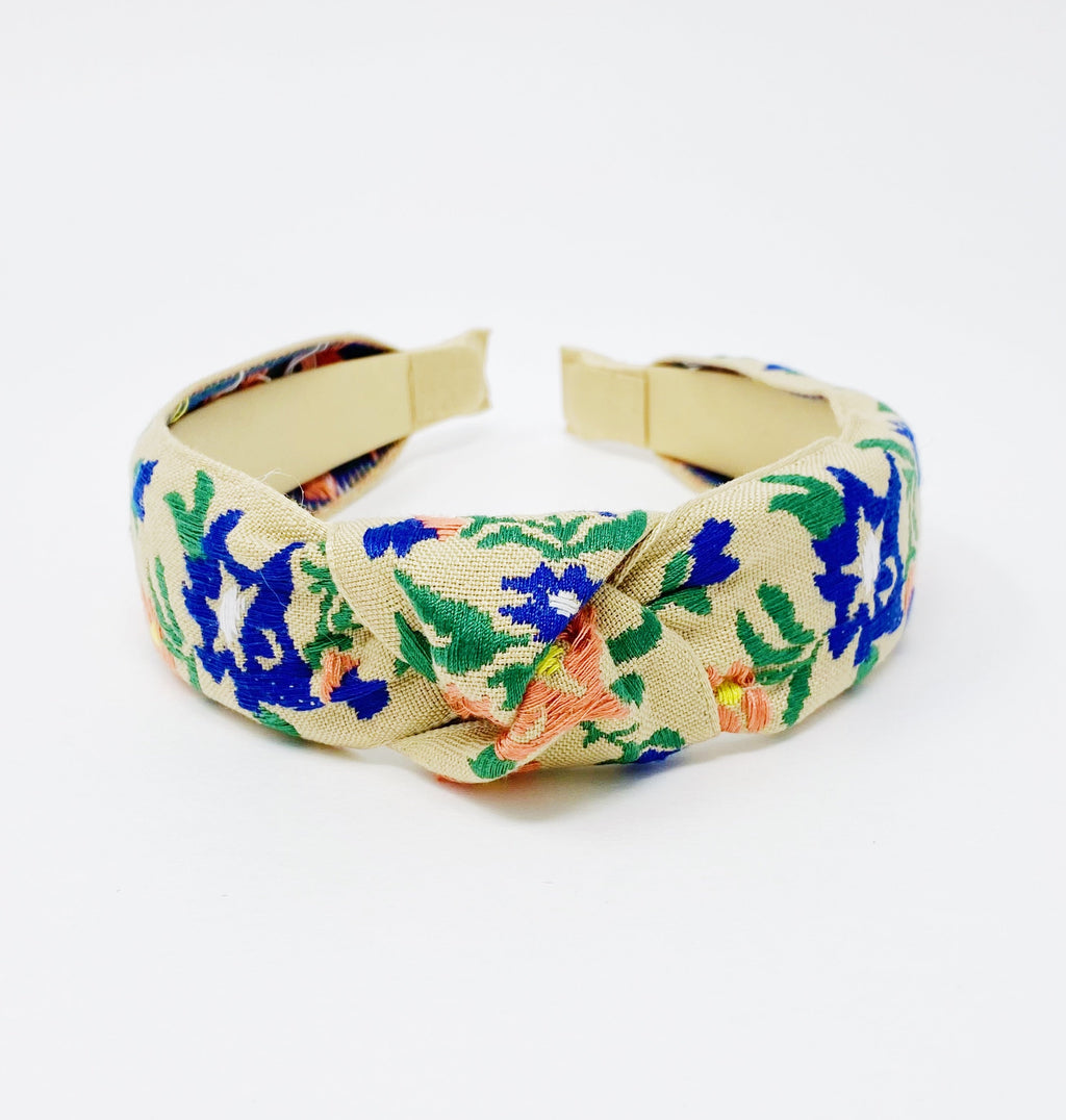 French Floral Embroidered Headband