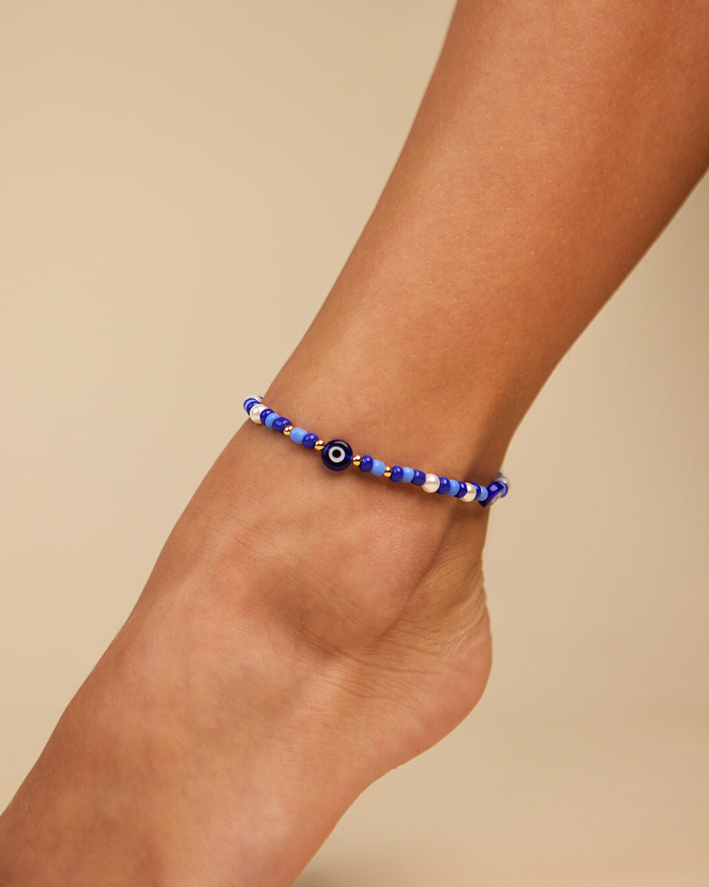 Sibyl Evil Eye Charm & Pearl Anklet
