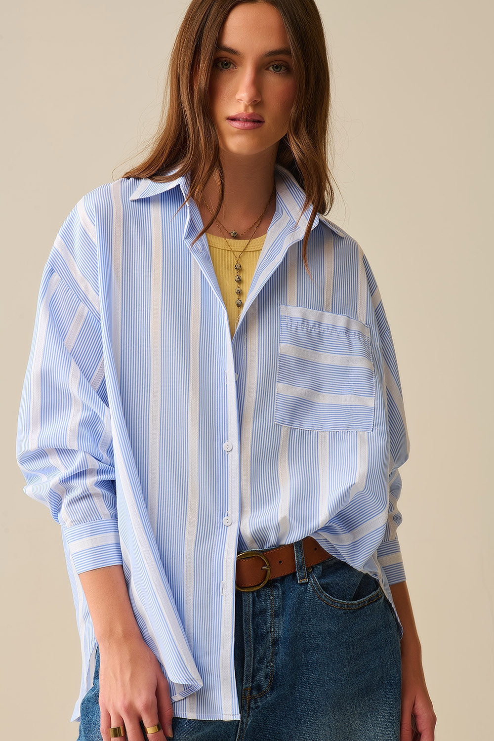 Jane Oversized Striped Shirt with Back Ties