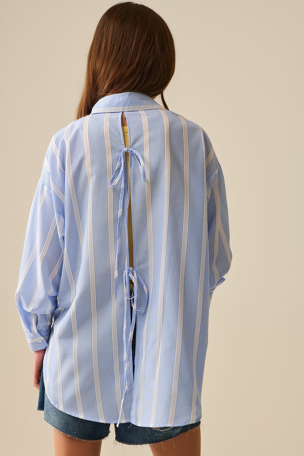 Jane Oversized Striped Shirt with Back Ties