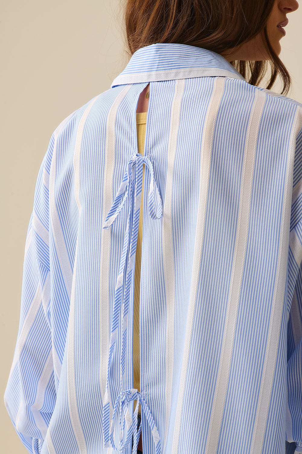 Jane Oversized Striped Shirt with Back Ties
