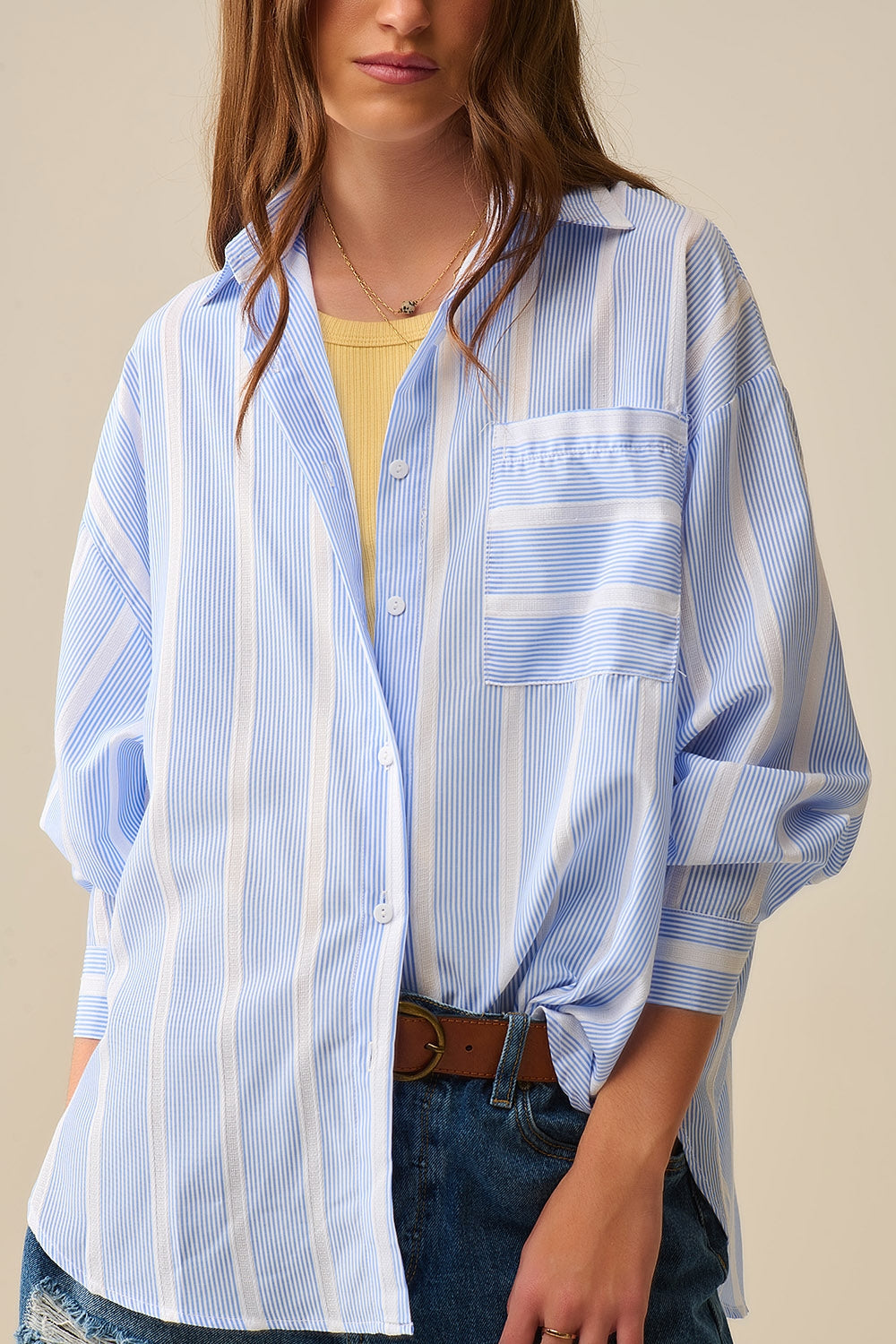 Jane Oversized Striped Shirt with Back Ties