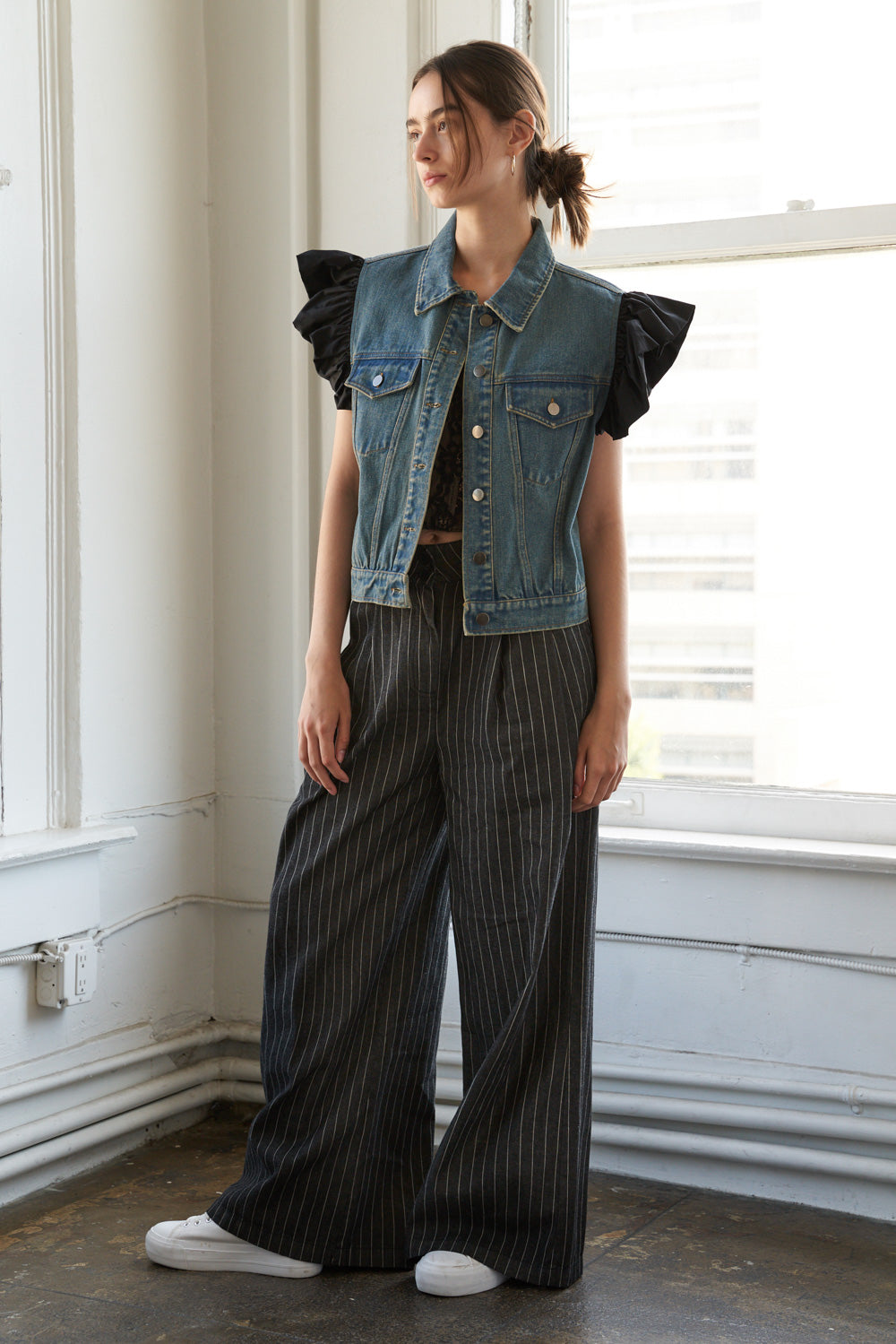Drea Ruffle Denim Vest