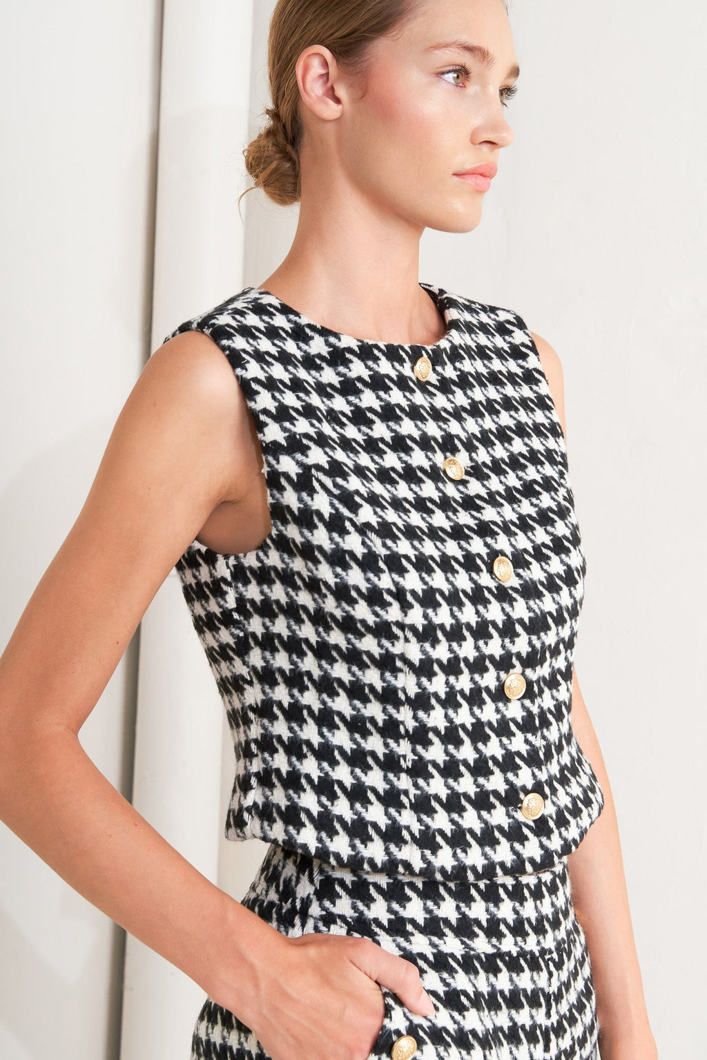 Chelsea Woven Houndstooth Vest