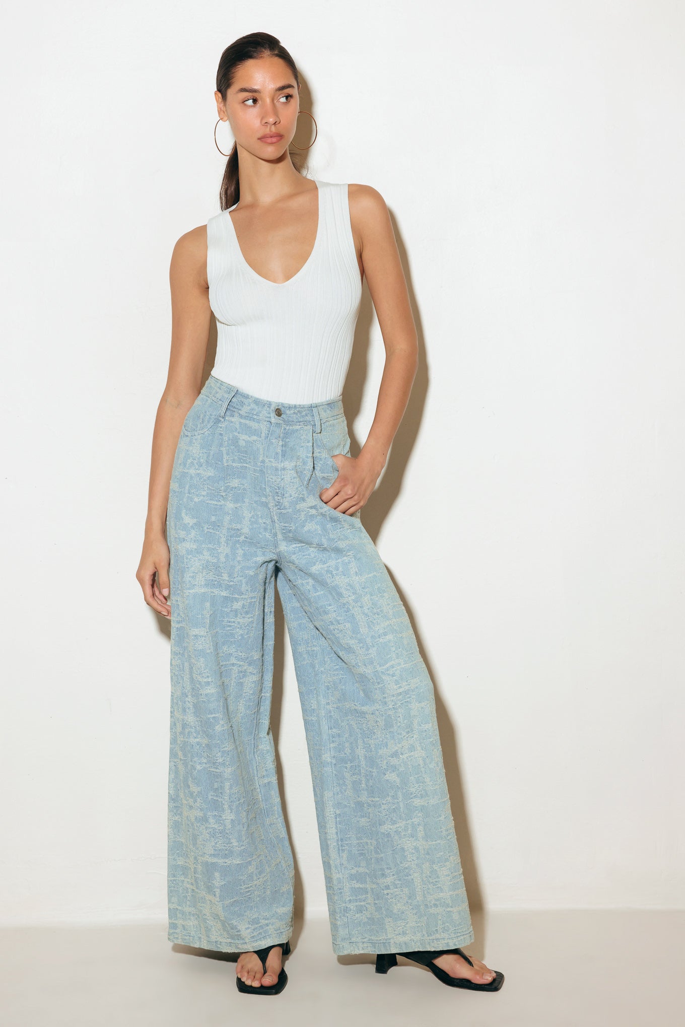 Adria Wide Leg Denim Pants