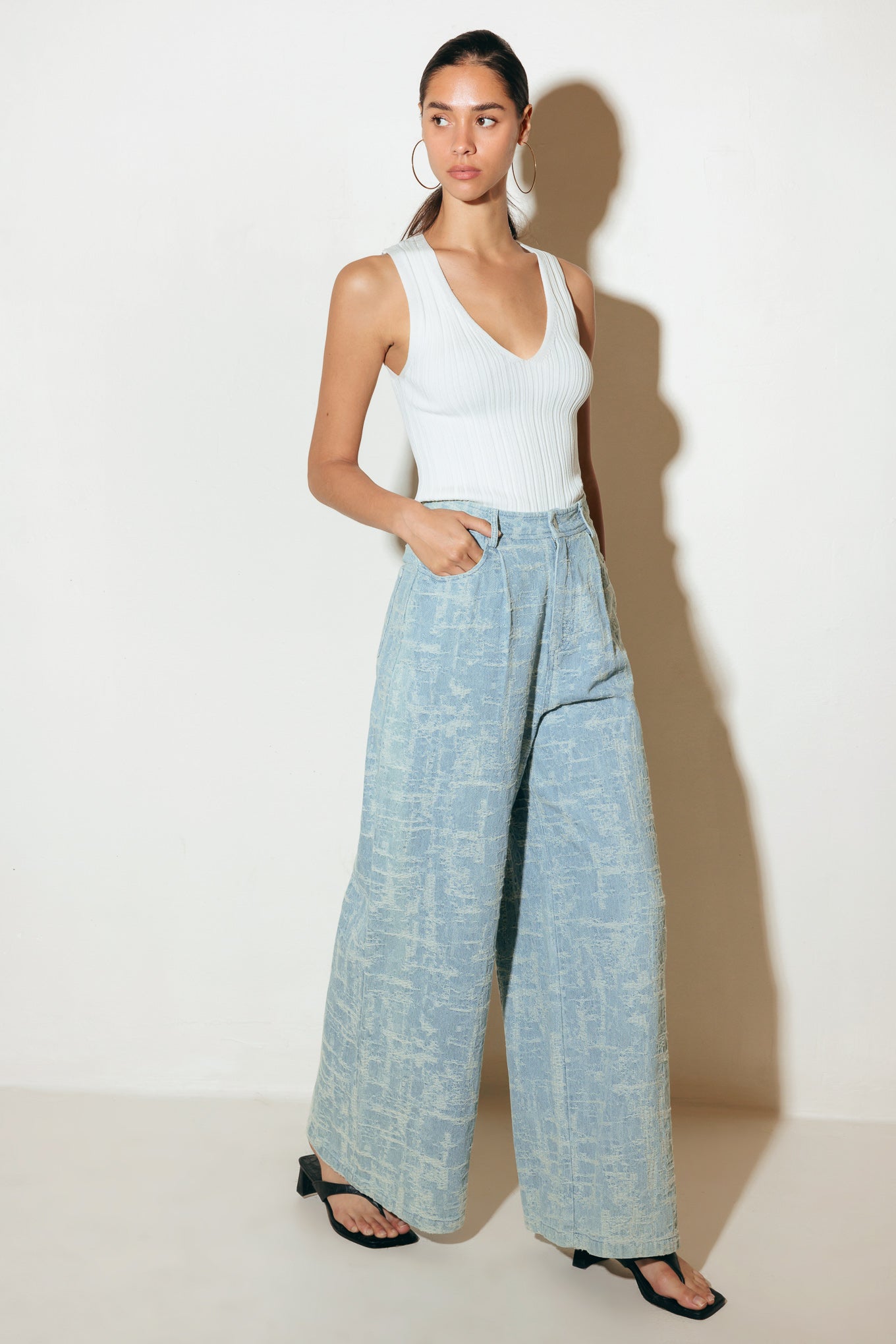 Adria Wide Leg Denim Pants