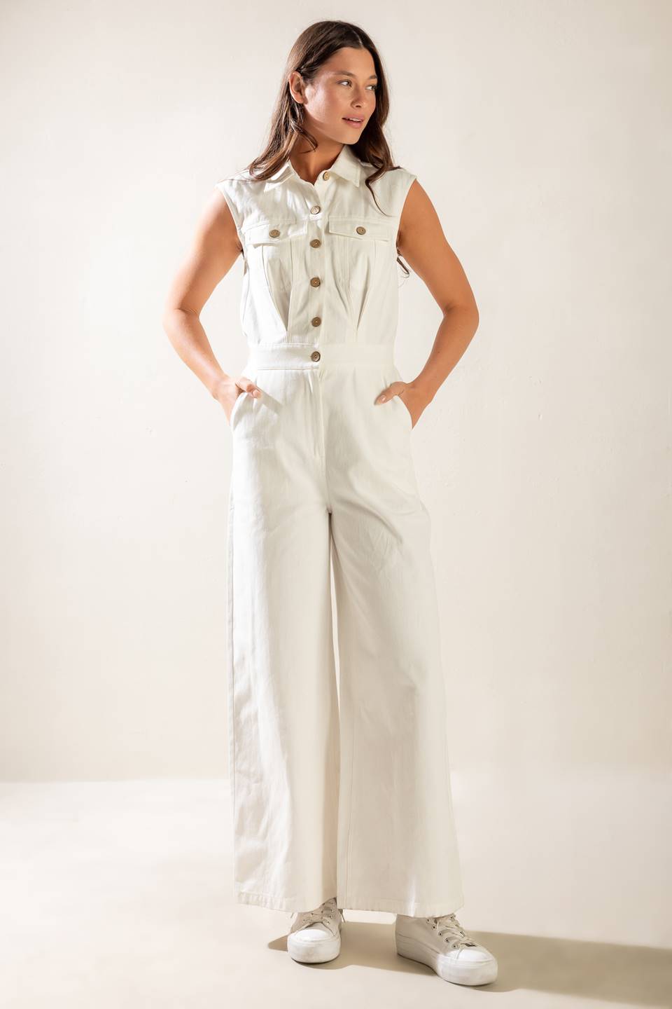 Andy White Woven Jumpsuit