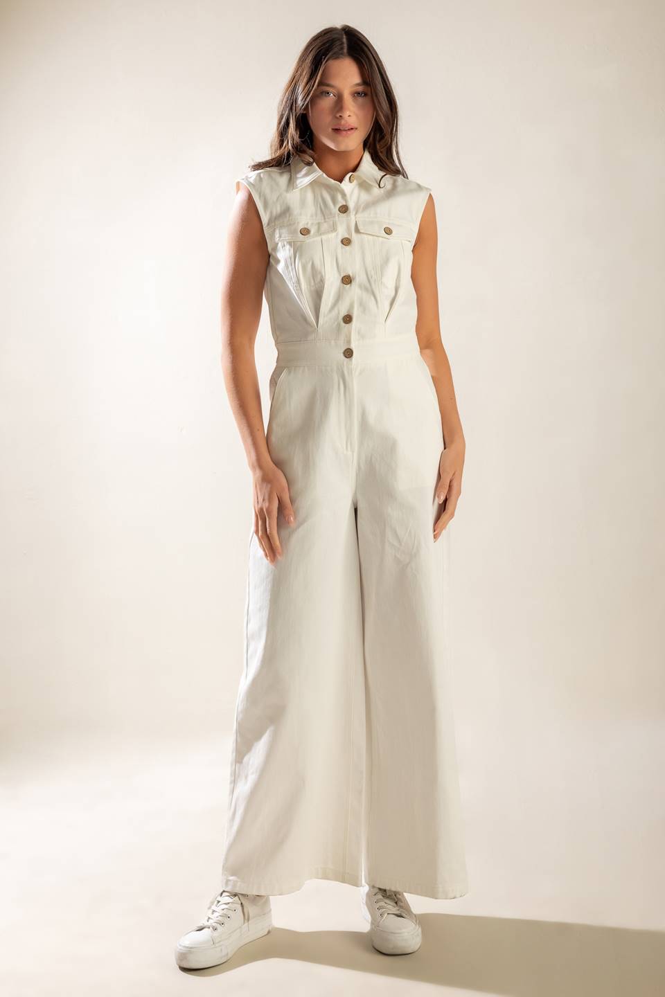 Andy White Woven Jumpsuit