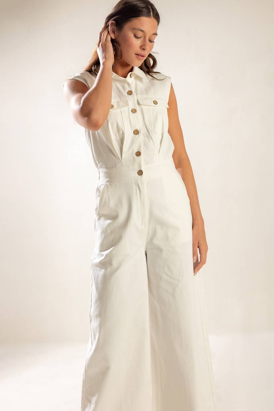Andy White Woven Jumpsuit