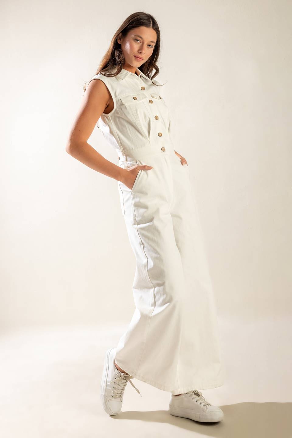 Andy White Woven Jumpsuit