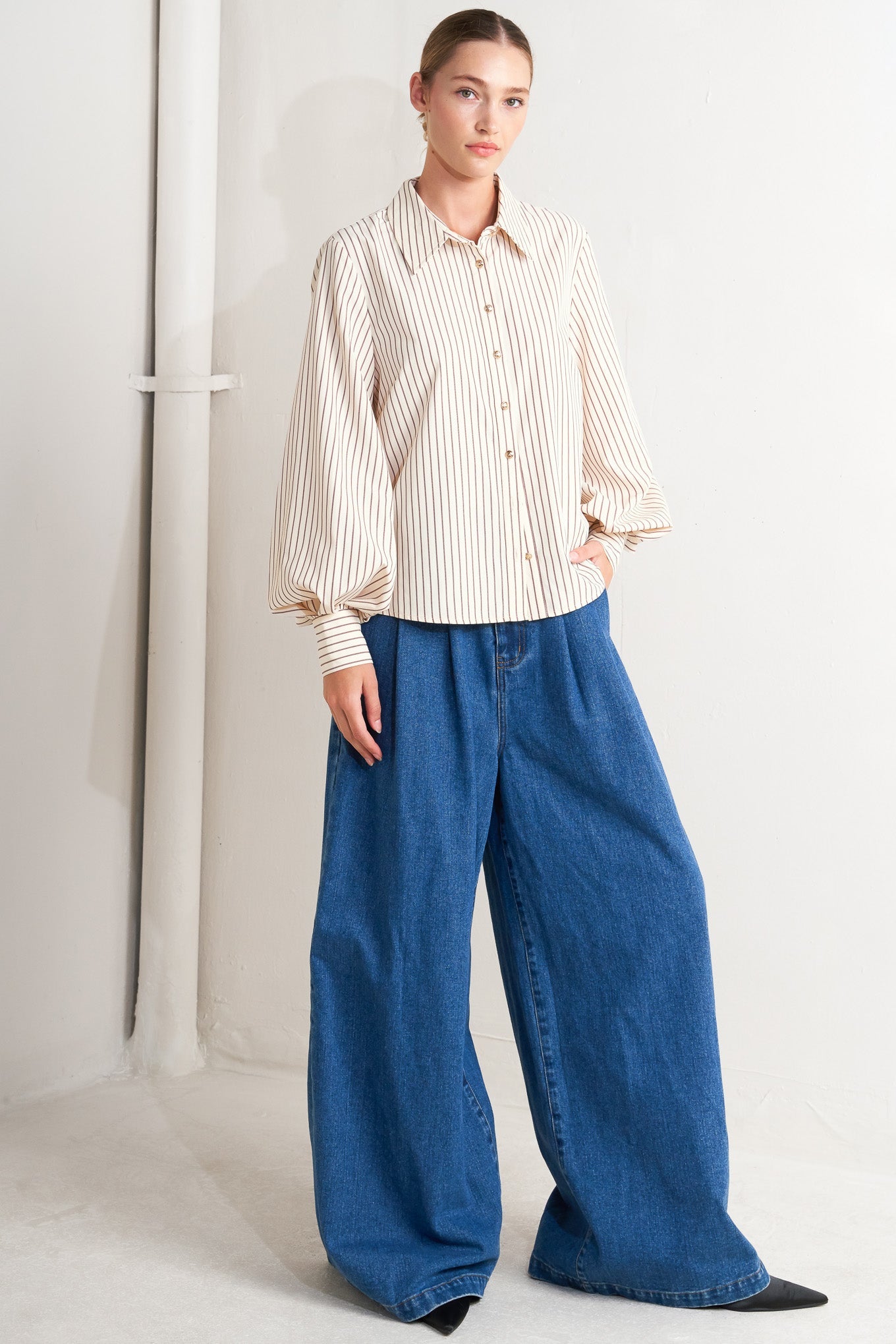 Dakota Pinstripe Woven Top