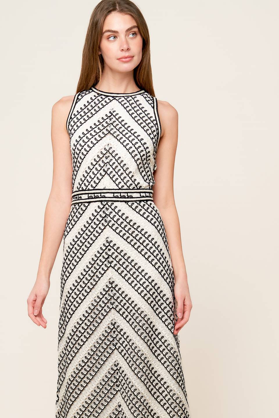 Ava Striped Crochet Midi Dress