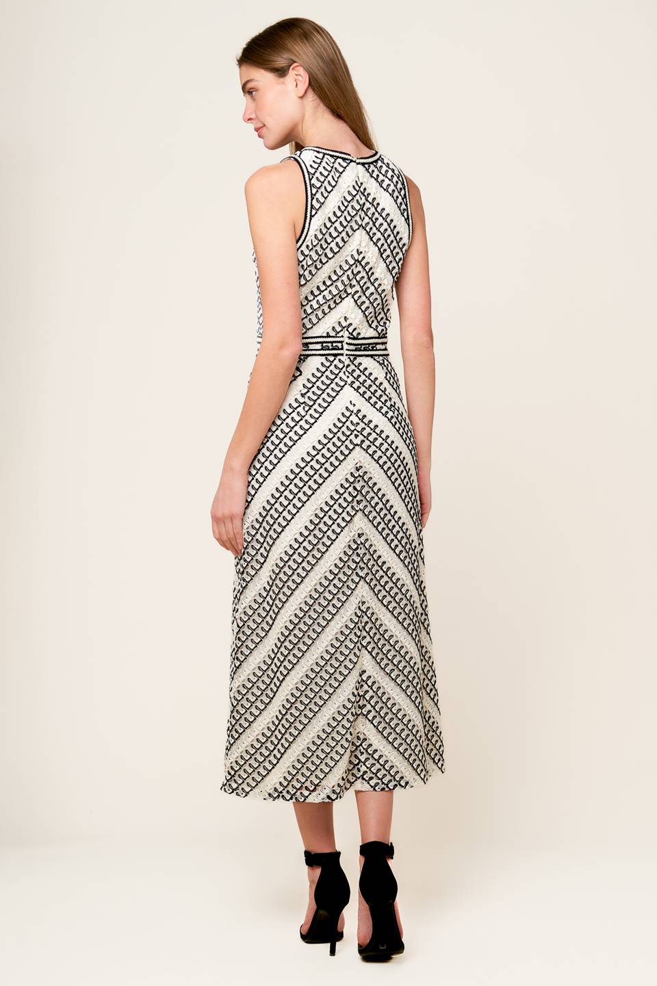 Ava Striped Crochet Midi Dress