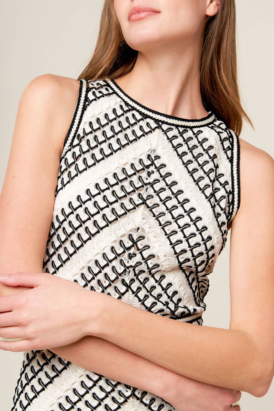 Ava Striped Crochet Midi Dress