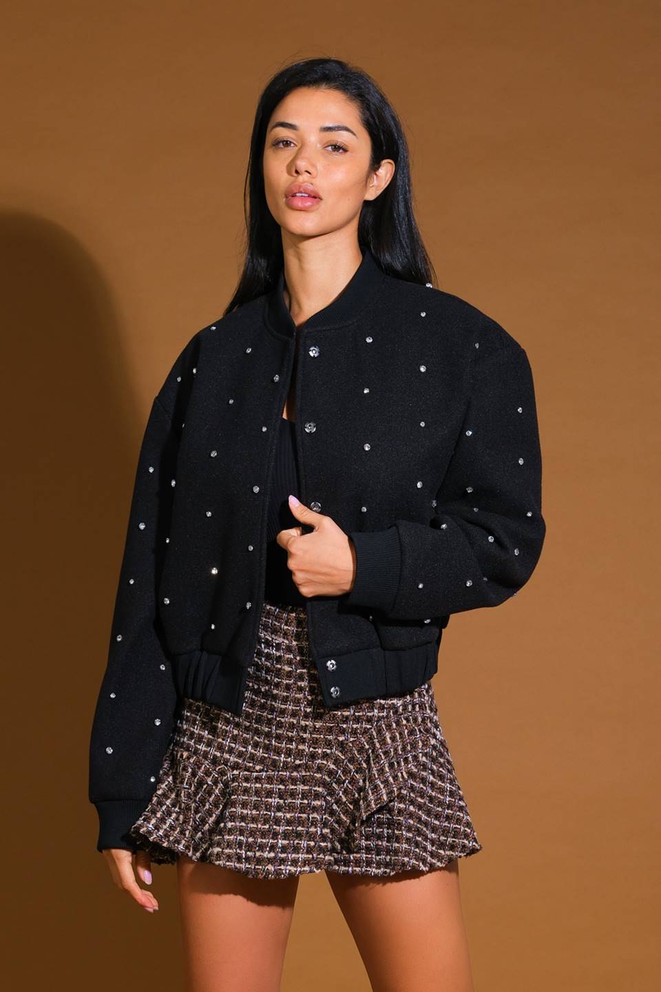 Astra Rhinestone Bomber Jacket