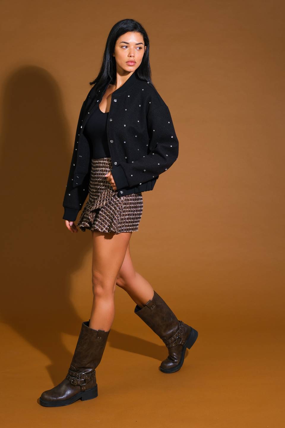 Astra Rhinestone Bomber Jacket