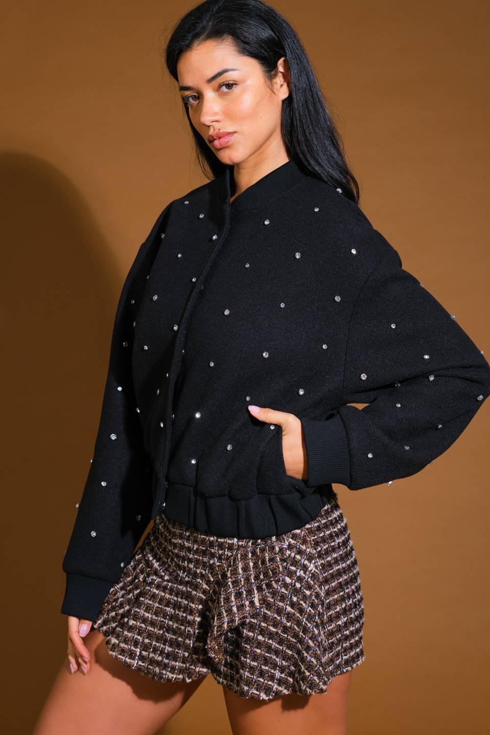 Astra Rhinestone Bomber Jacket