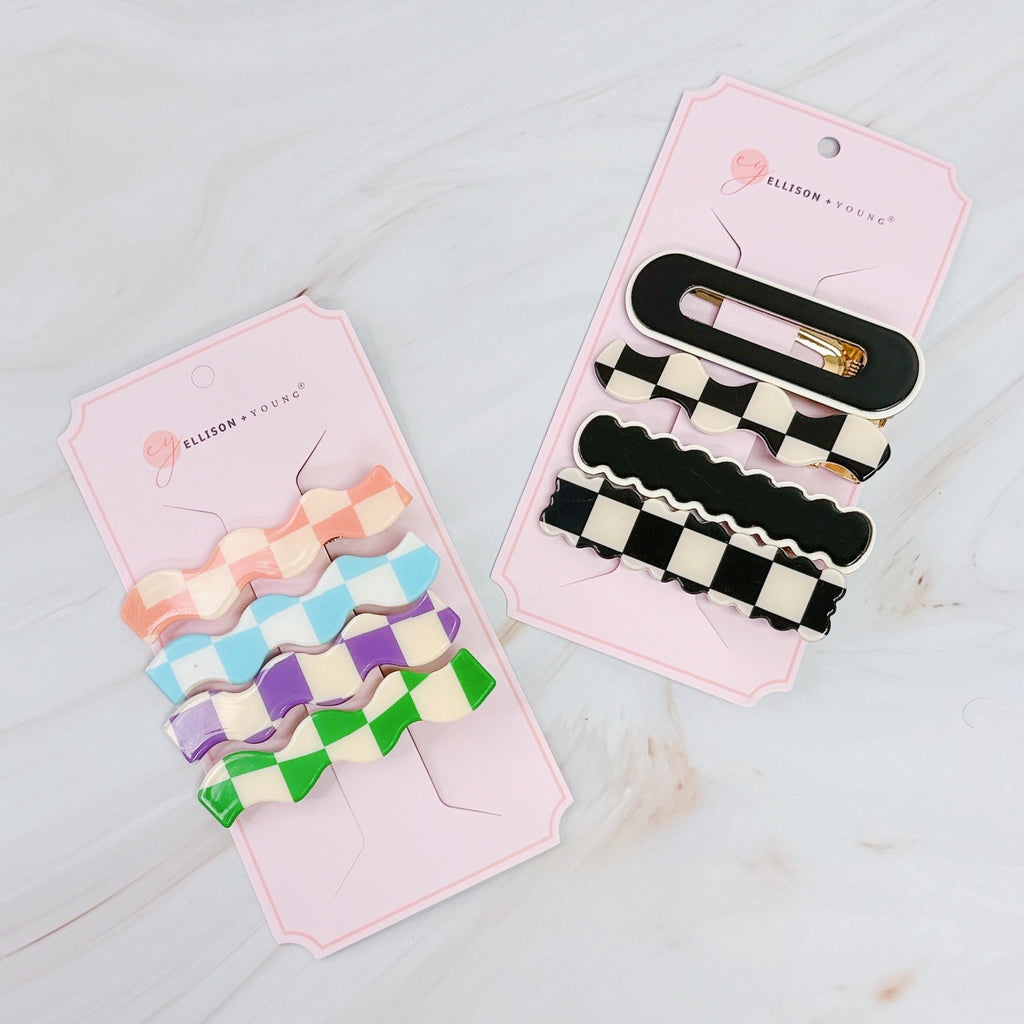 Checkered Wavy Creaseless Hair Clip