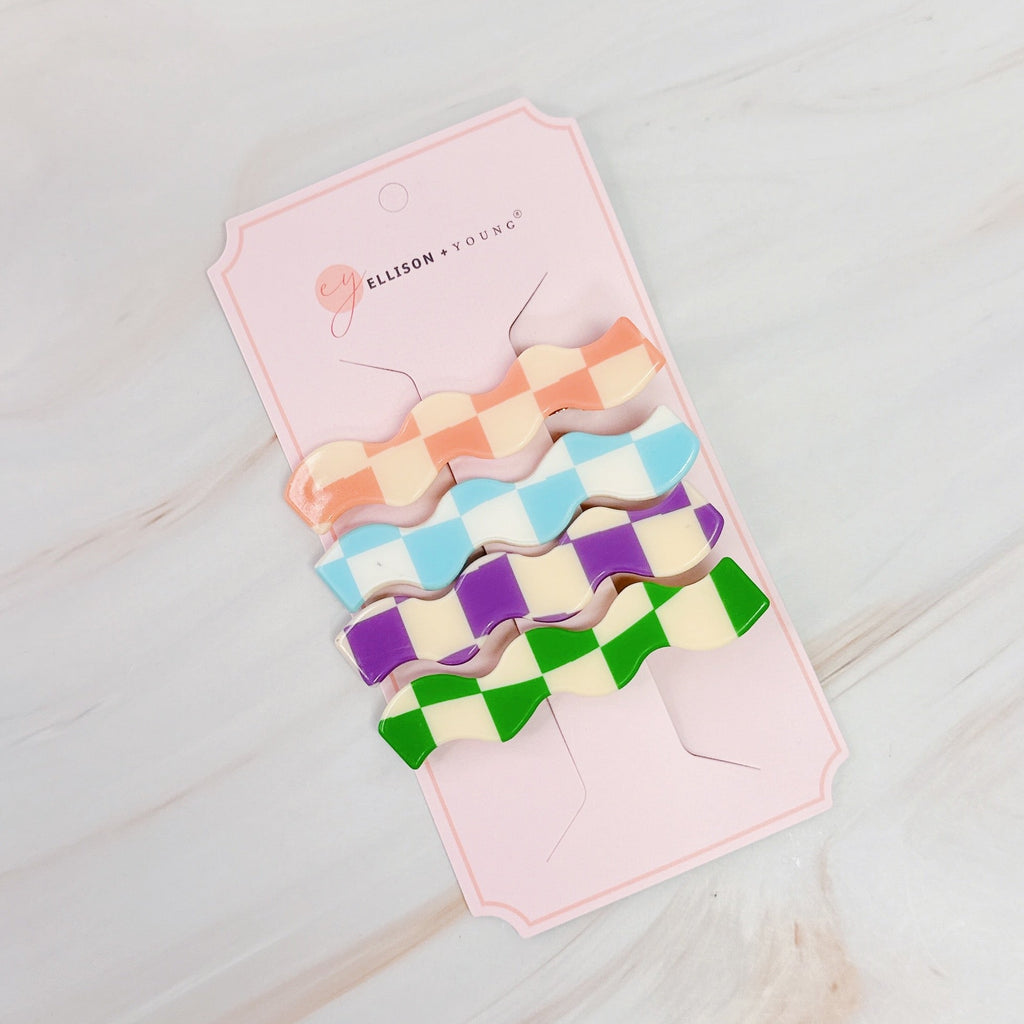 Checkered Wavy Creaseless Hair Clip