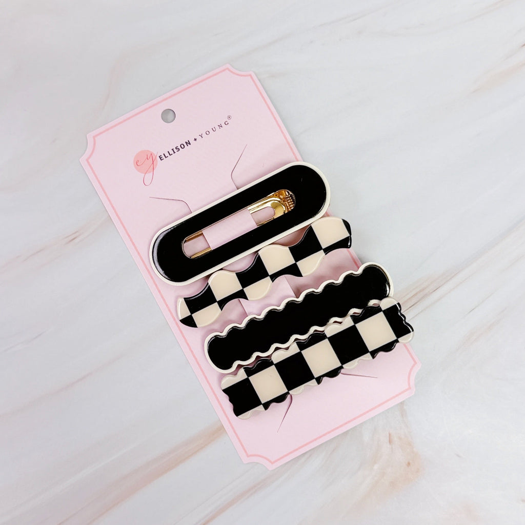 Checkered Wavy Creaseless Hair Clip