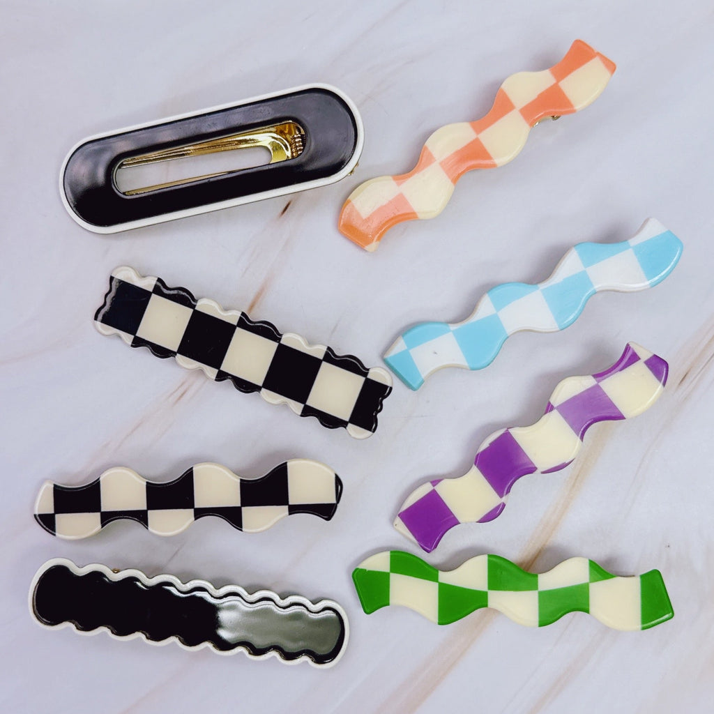 Checkered Wavy Creaseless Hair Clip