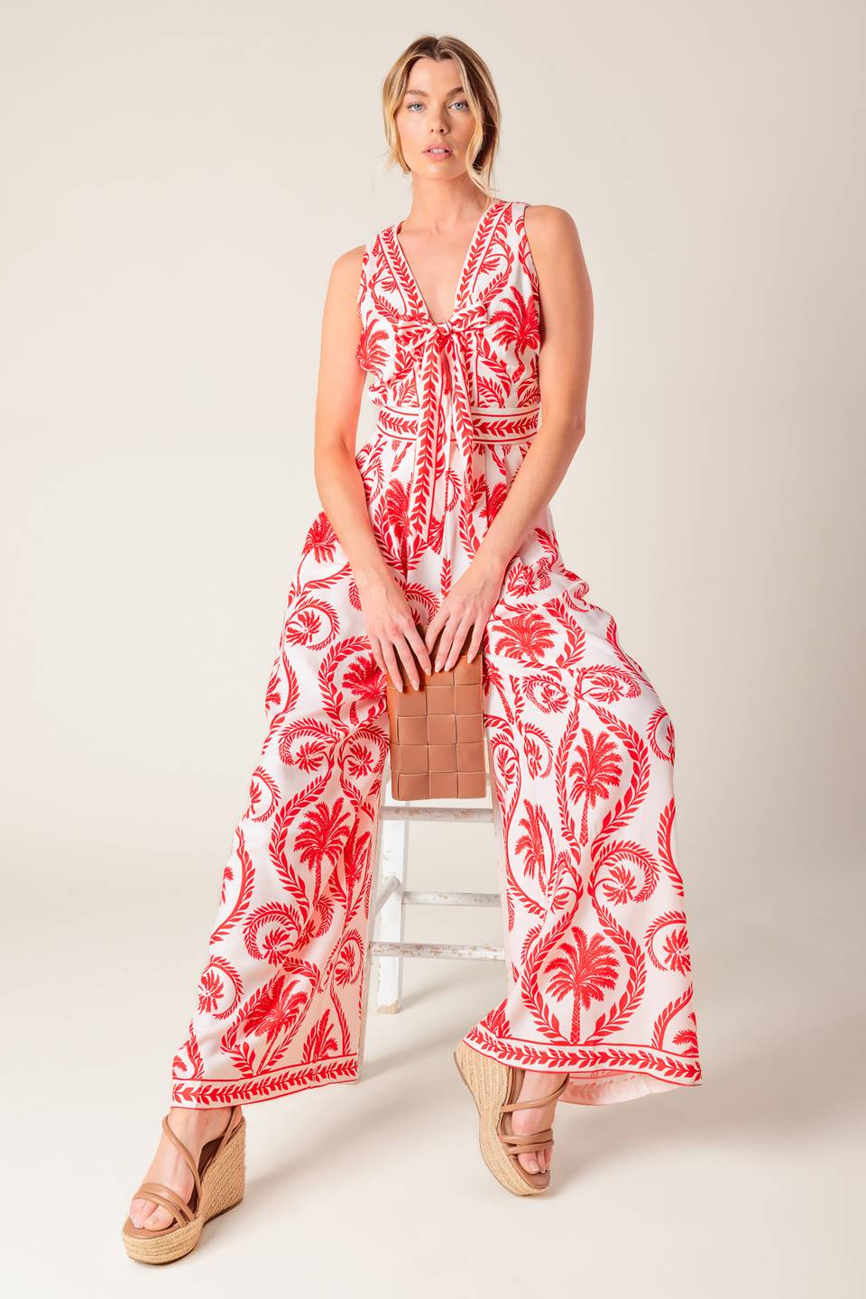 Colette Red Woven Jumpsuit