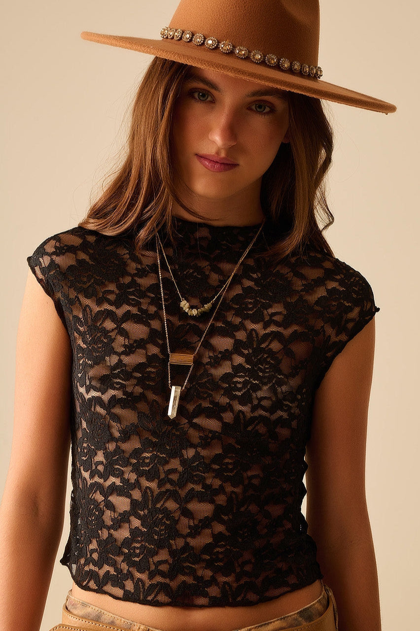 Sonja Sheer Floral Lace Blouse