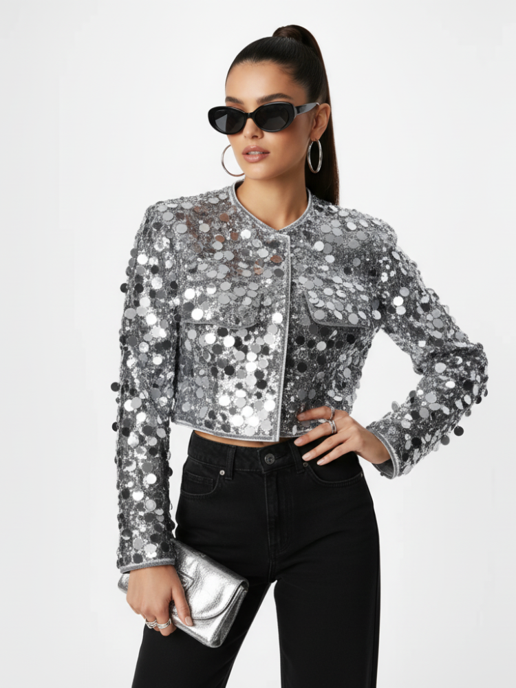 Times Square Silver Sequin Jacket