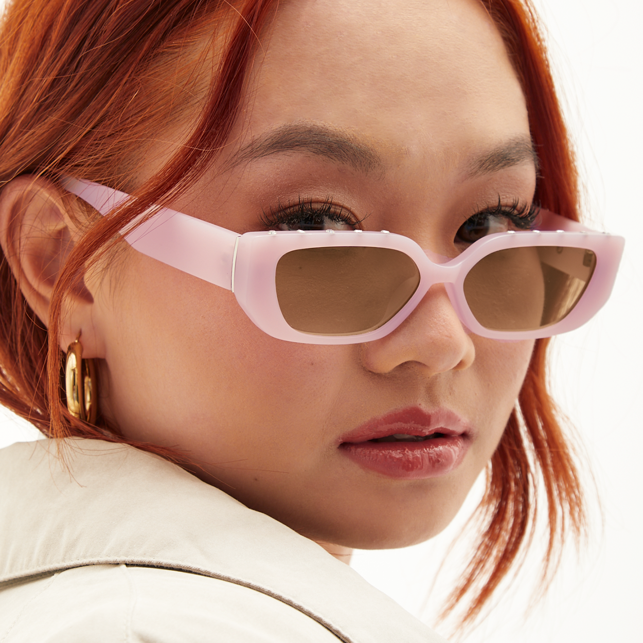 Twyla Pink Rectangular Sunglasses
