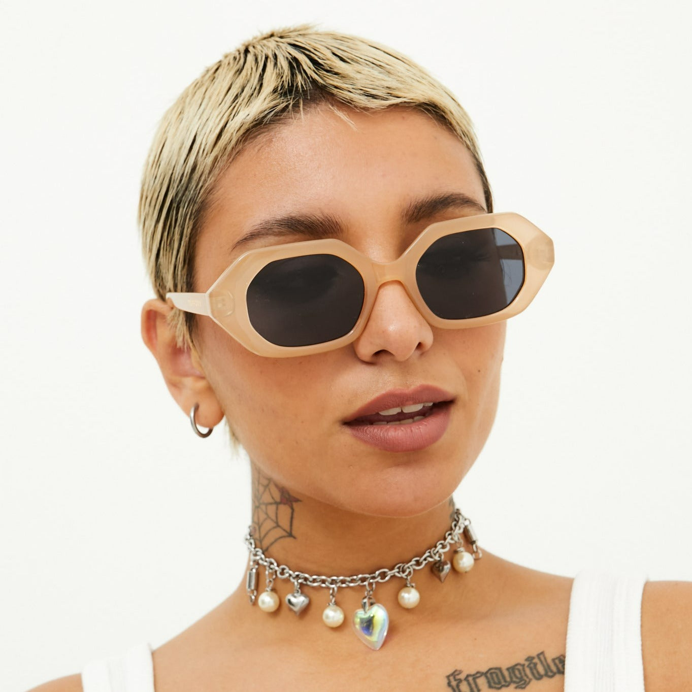 Jovana Geometric Sunglasses in Nude
