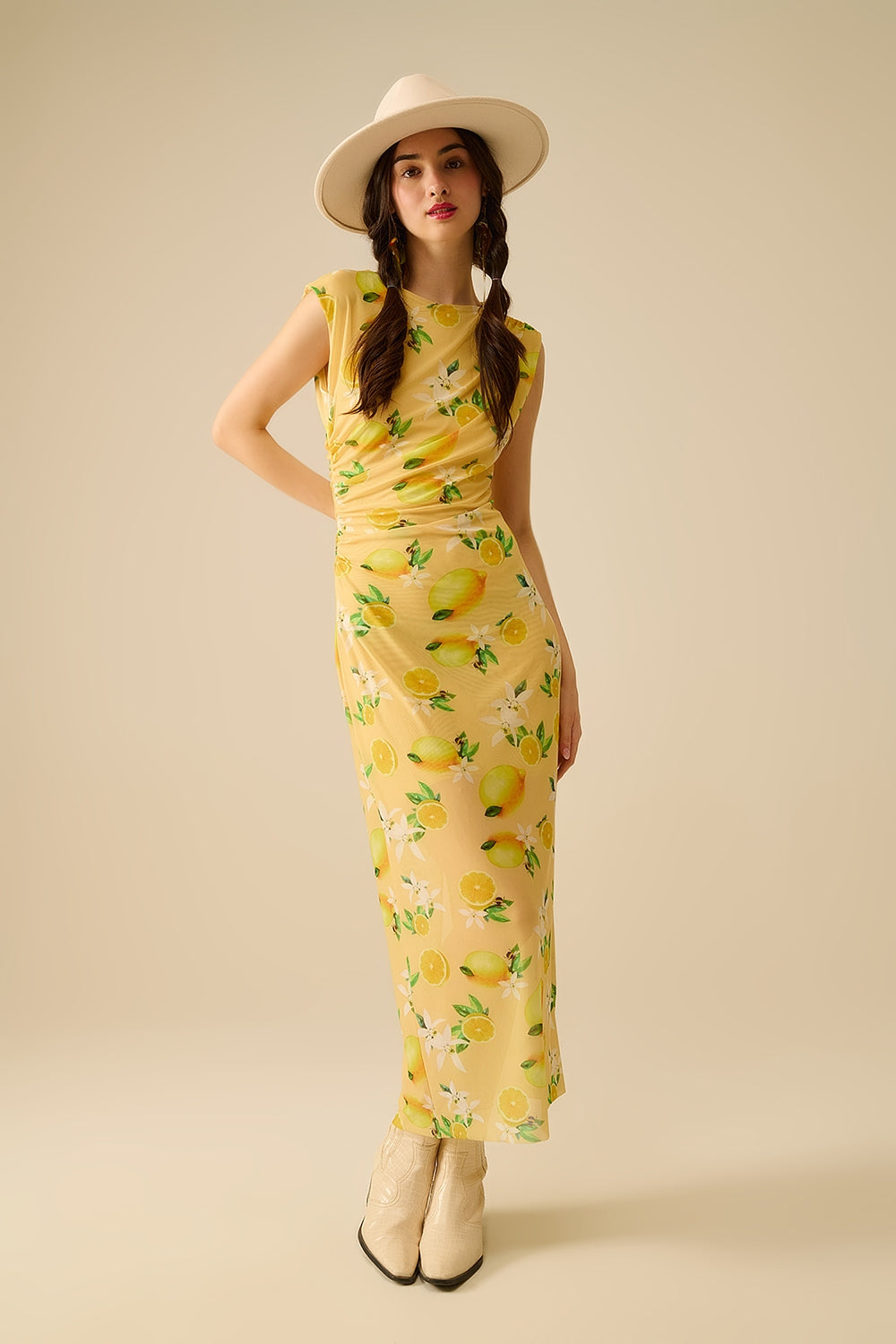 Jo Lemon Print Tulle Dress