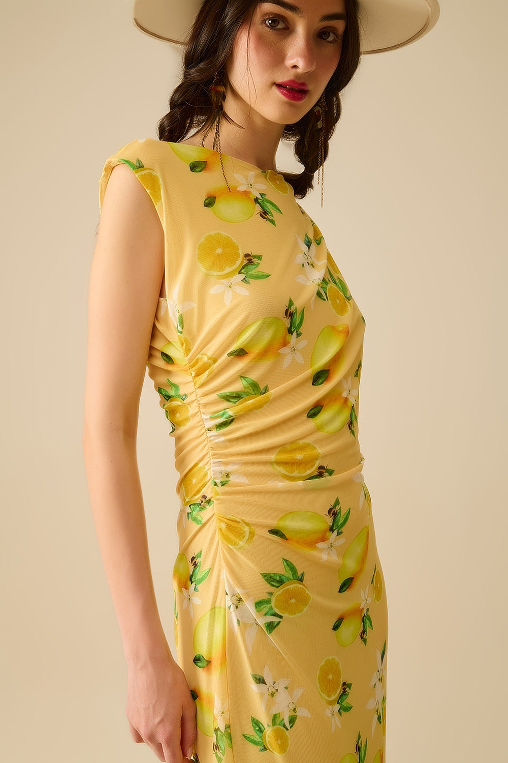 Jo Lemon Print Tulle Dress