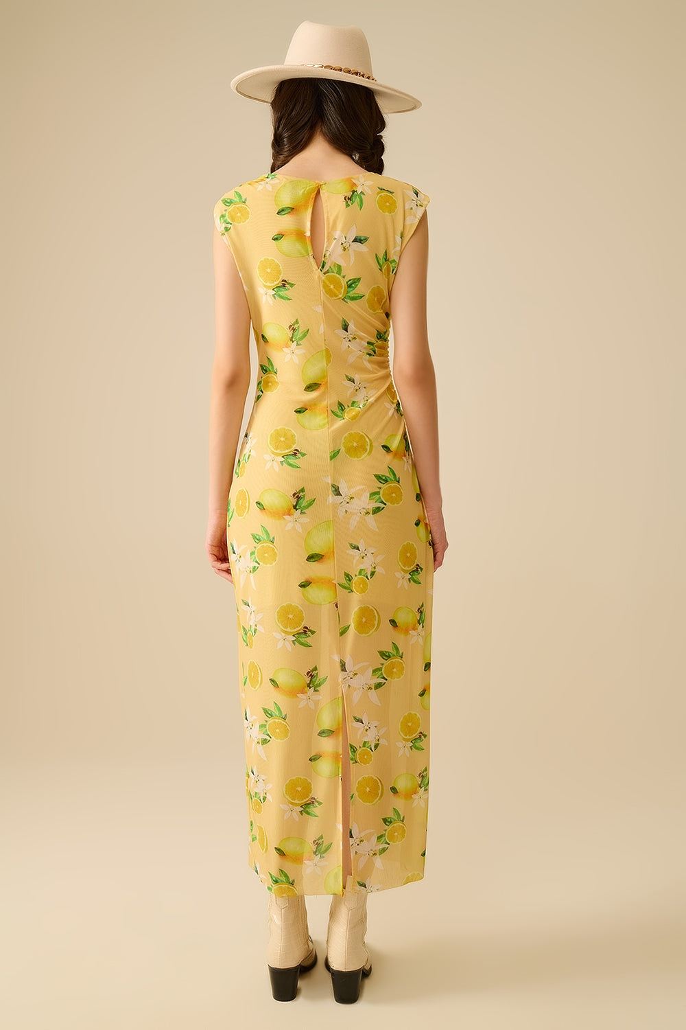 Jo Lemon Print Tulle Dress