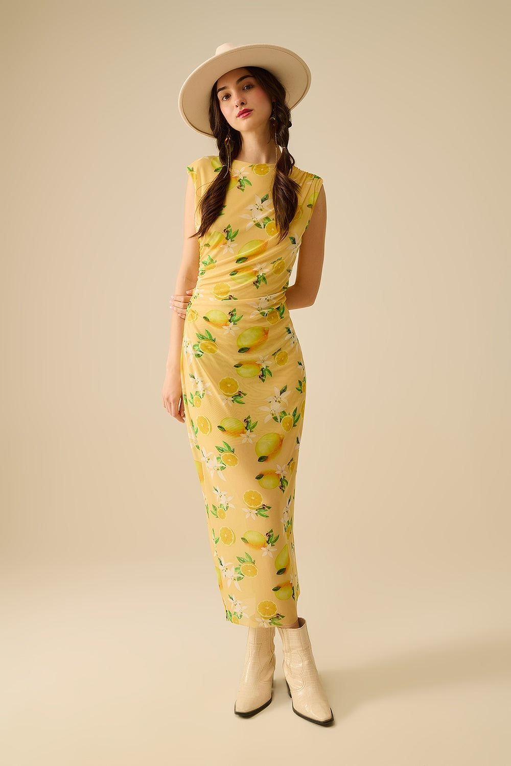 Jo Lemon Print Tulle Dress