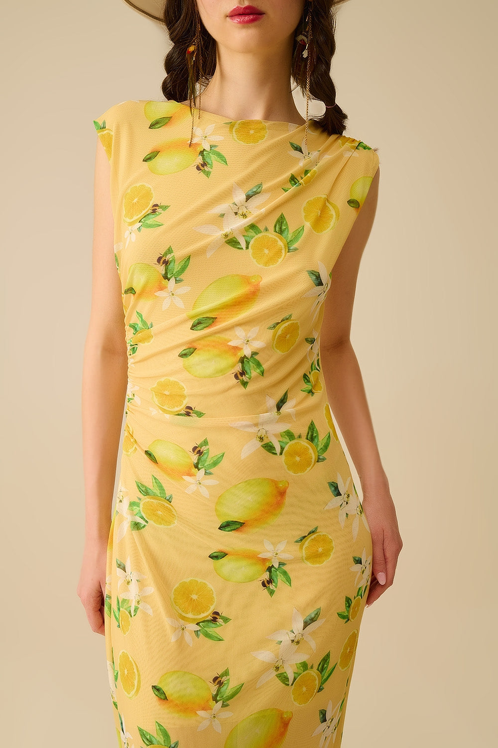 Jo Lemon Print Tulle Dress