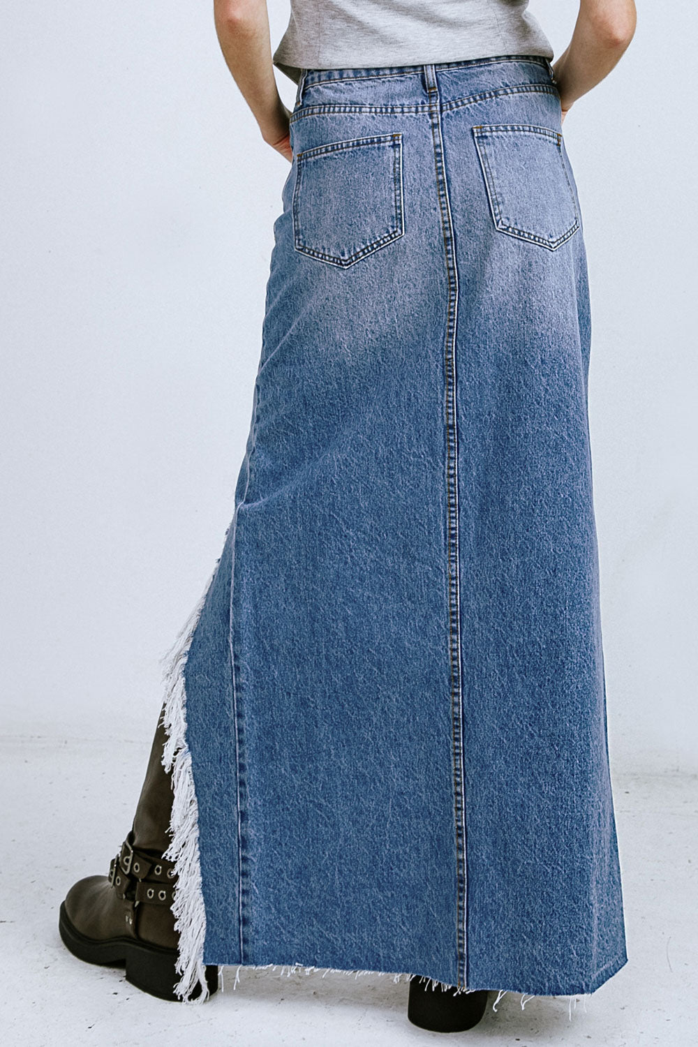 Georgette Denim Asymmetrical Skirt