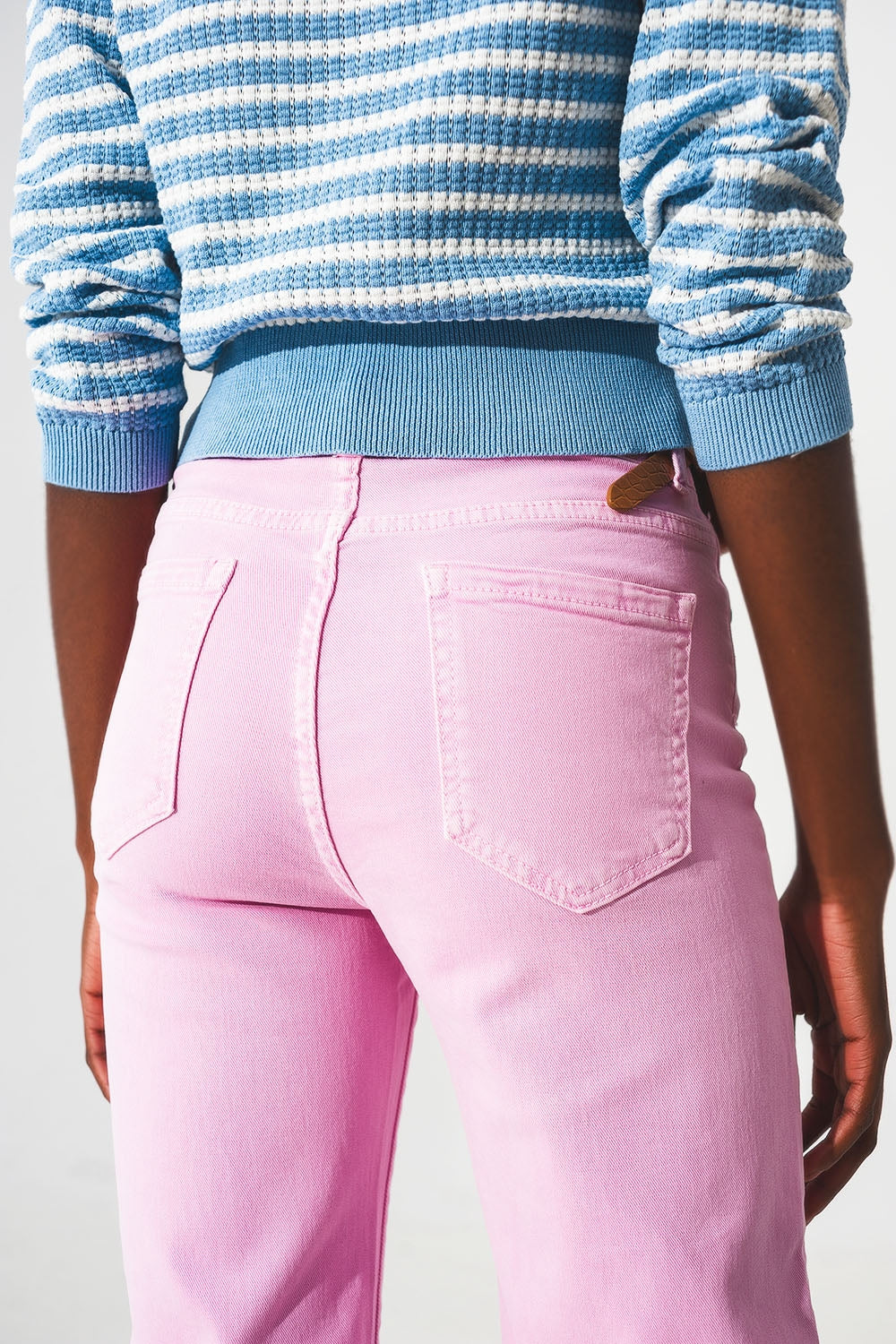 Rhodora Cropped Wide-Leg Jeans in Pink