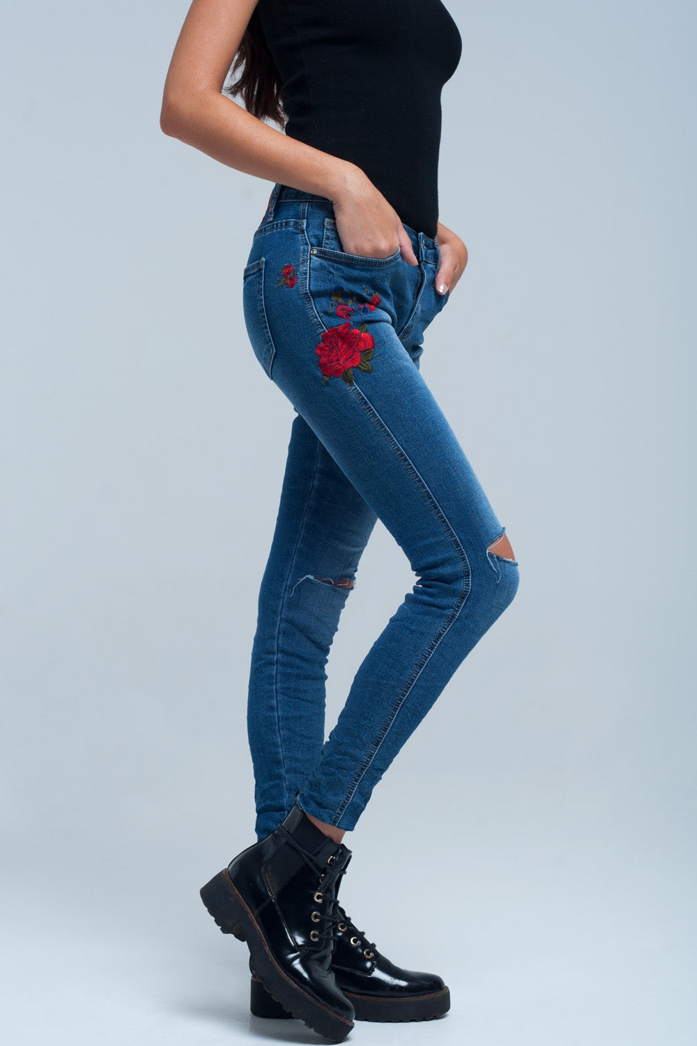 Denise Embroidered Skinny Jeans
