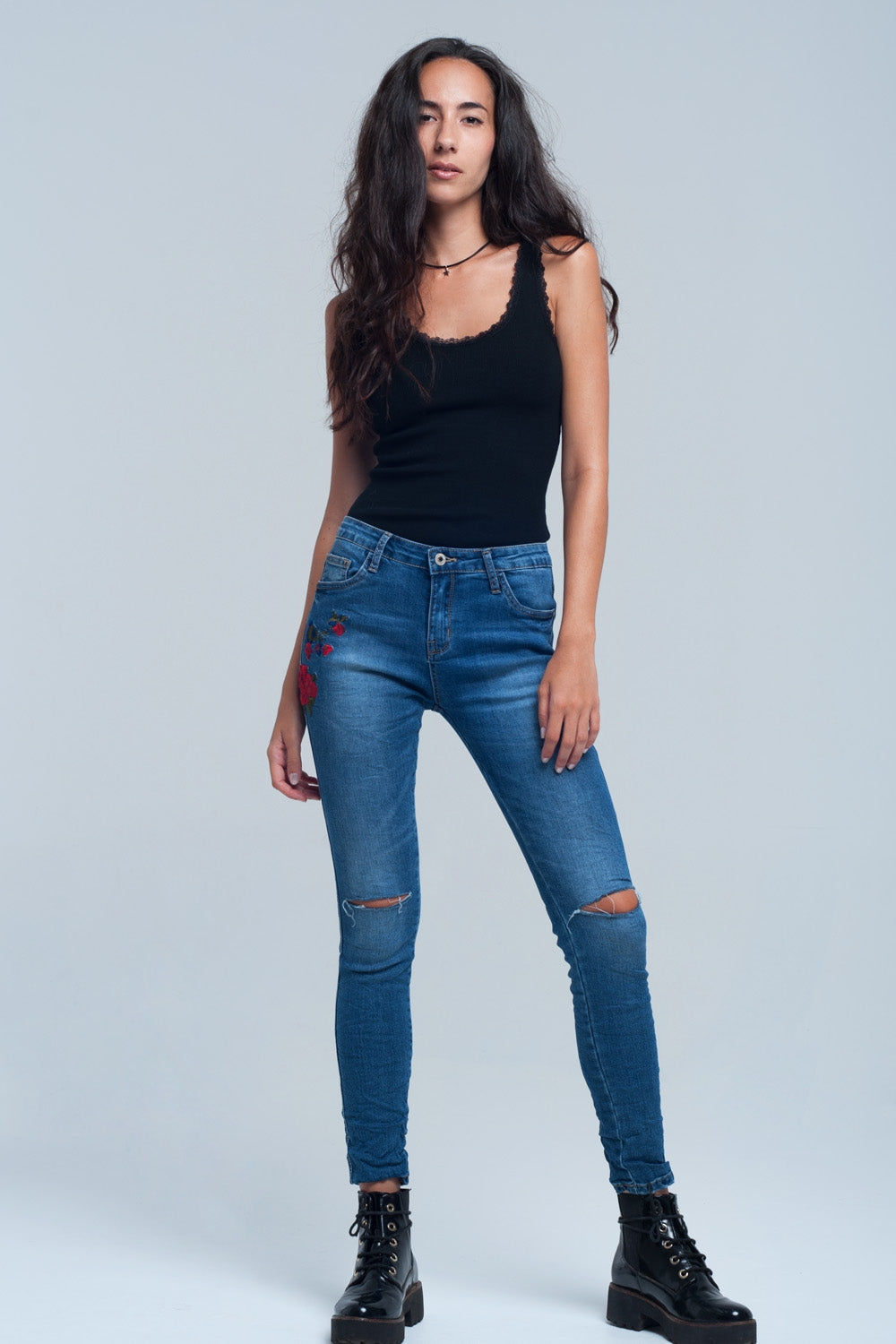 Denise Embroidered Skinny Jeans
