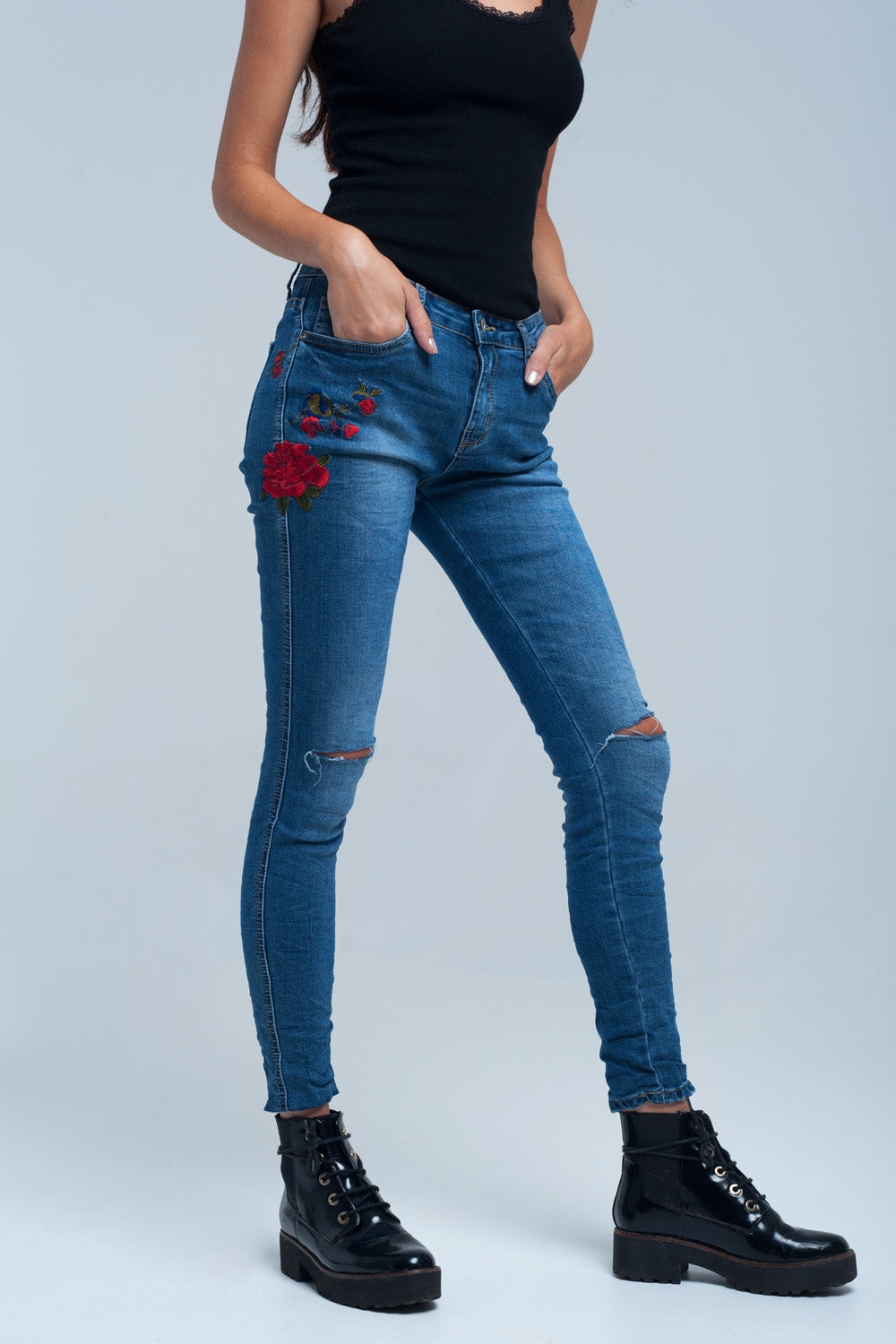 Denise Embroidered Skinny Jeans