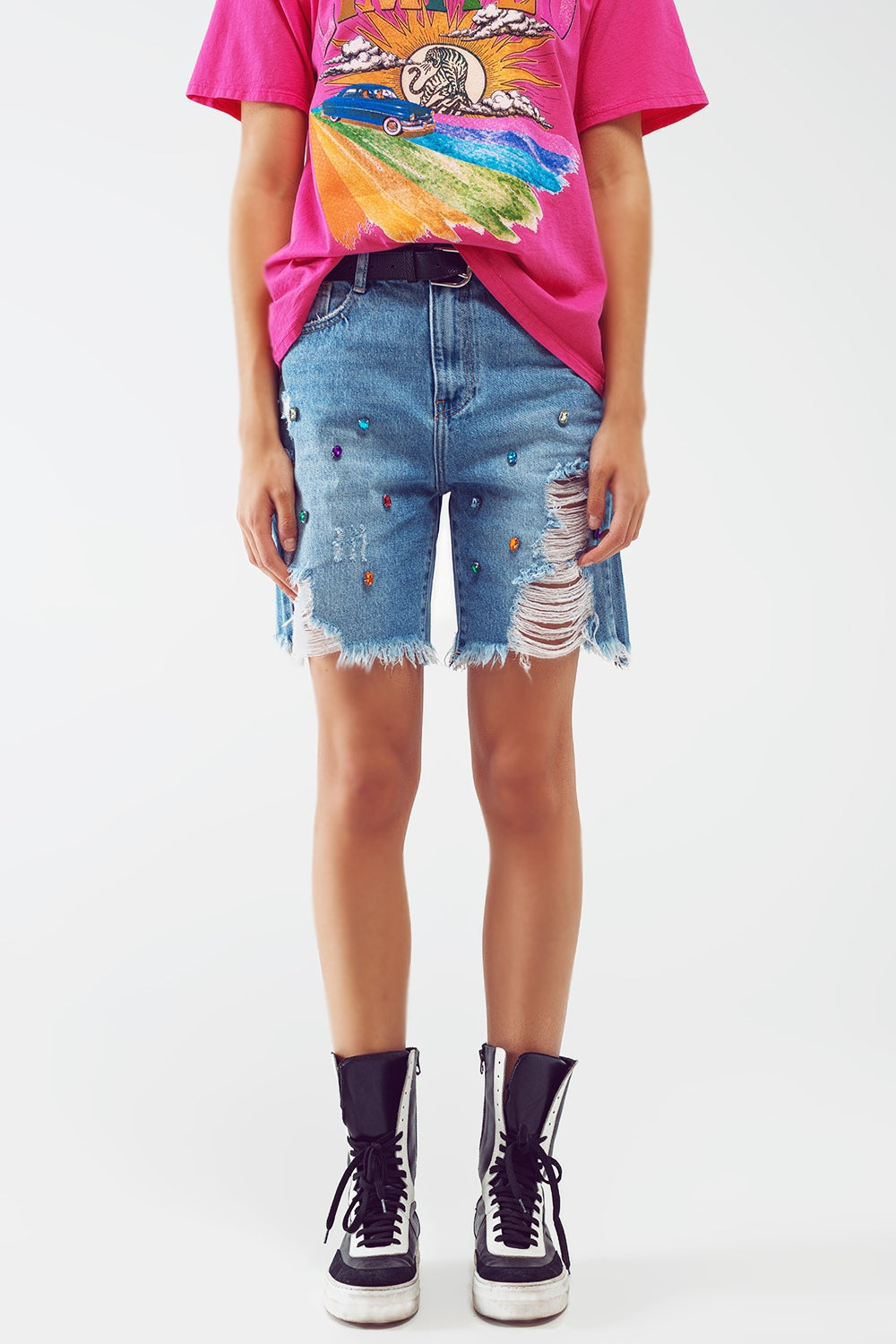 Isadora Bedazzled Jean Shorts