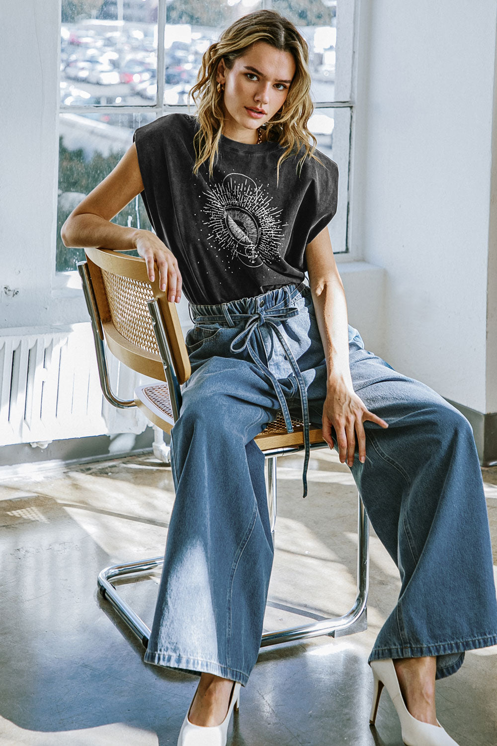 Selene Bold Shoulder Graphic Tee