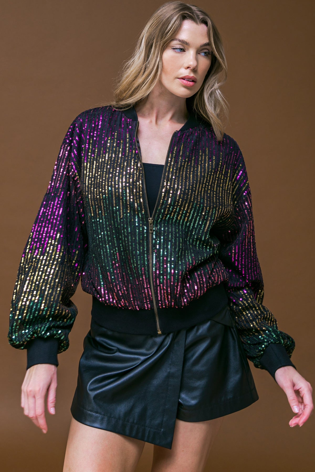 Everly Sequin Bomber Jacket