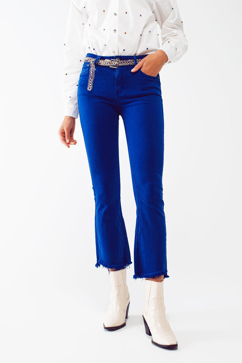 Zoe Raw Hem Flare Jeans
