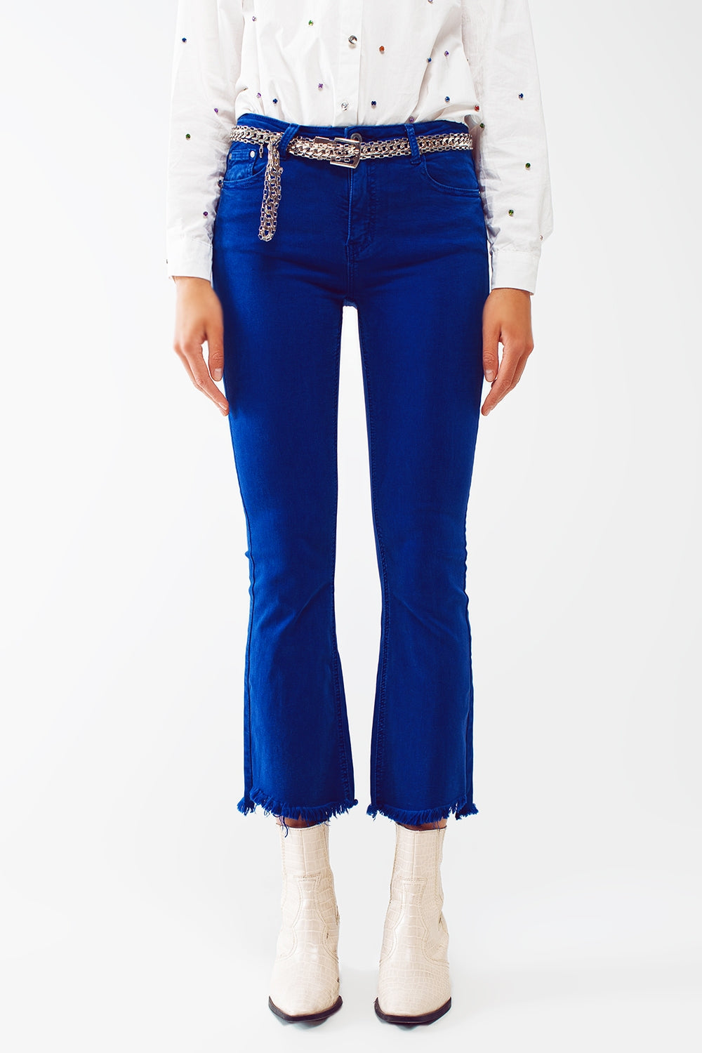 Zoe Raw Hem Flare Jeans