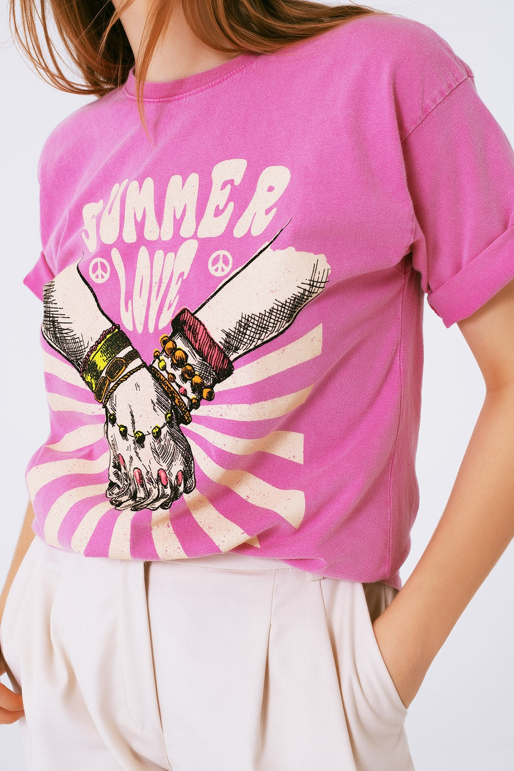 Dolores Summer Love Graphic Tee in Pink
